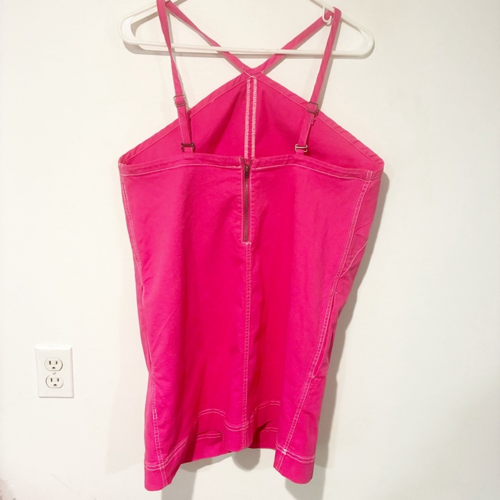 Anthropologie Pilcro Size Large Pink The Judie Halter Denim Swing Mini Dress - Picture 6 of 6